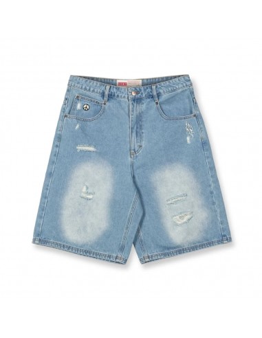 PEACE WITHIN BAGGY DENIM SHORTS LIGHT BLUE