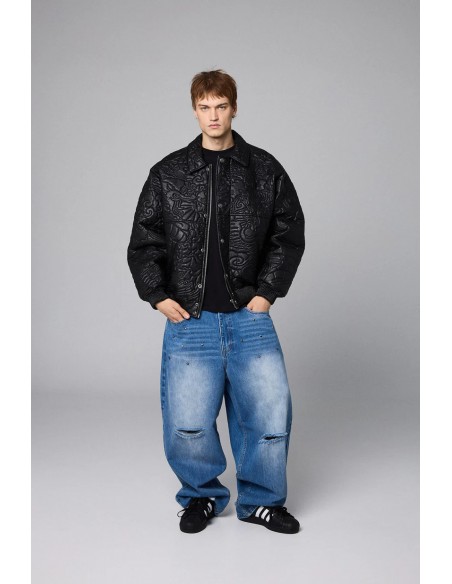 SAMPANS PU LEATHER JACKET BLACK