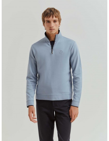 SUETER CON CUELLO Y ZIP CELESTE