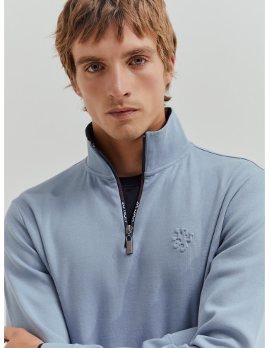 SUETER CON CUELLO Y ZIP CELESTE