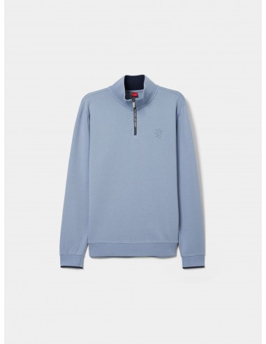 SUETER CON CUELLO Y ZIP CELESTE