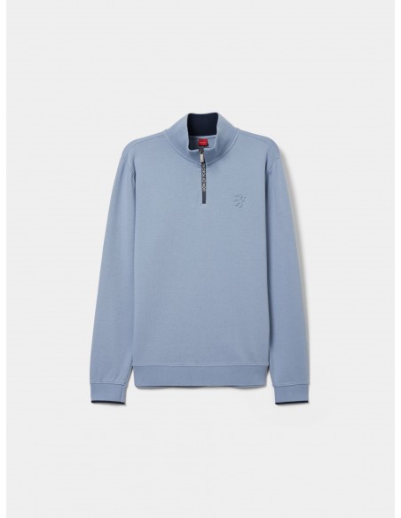 SUETER CON CUELLO Y ZIP CELESTE